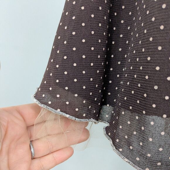 Vintage Mini Dress Y2K Polka Dot Retro Rockabilly Stapless Flare Tulle Brown 8 - Picture 8 of 13